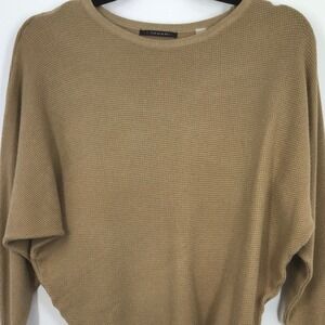 T Tahari Camel Minimalist Quiet Luxury Waffle Knit Dolman Sleeve Sweater XS